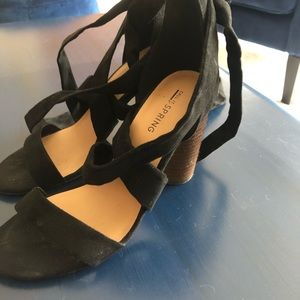 Call it spring black suede lace up heels